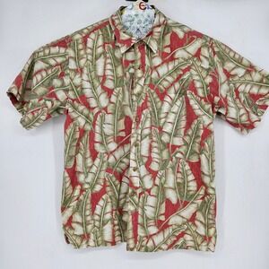 Cooke Street Hawaiian Shirt Mens‎ XL Reverse Print Tropical Leaves Floral